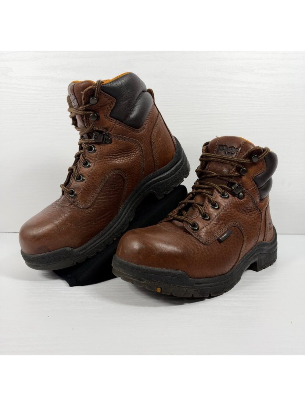 Timberland Pro Titan 6" Work Boots Brown Womens Sz 7.5 Safety Toe Powerfit 26388